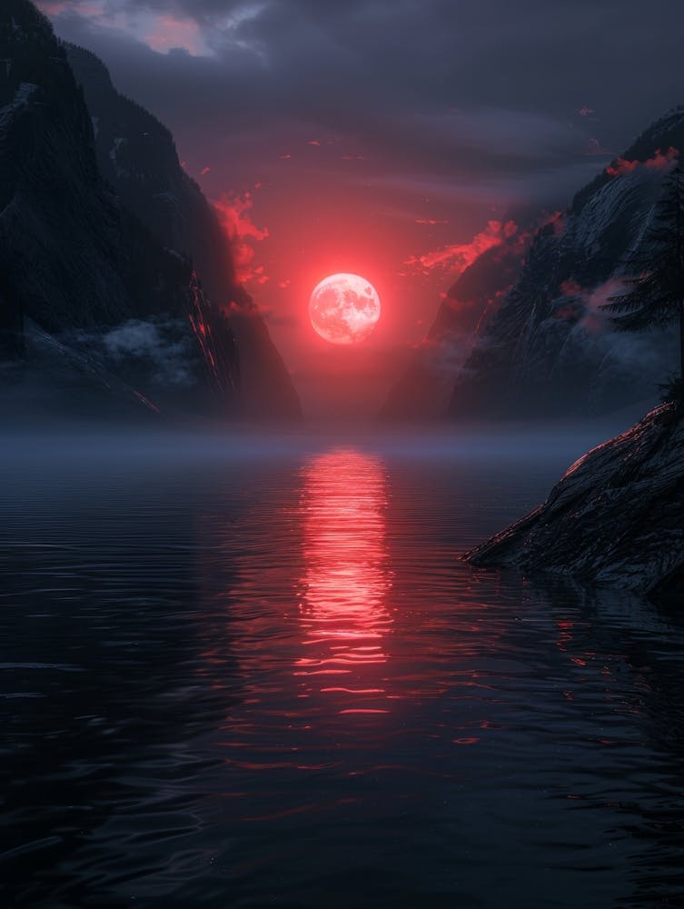 Roter Mond Über See