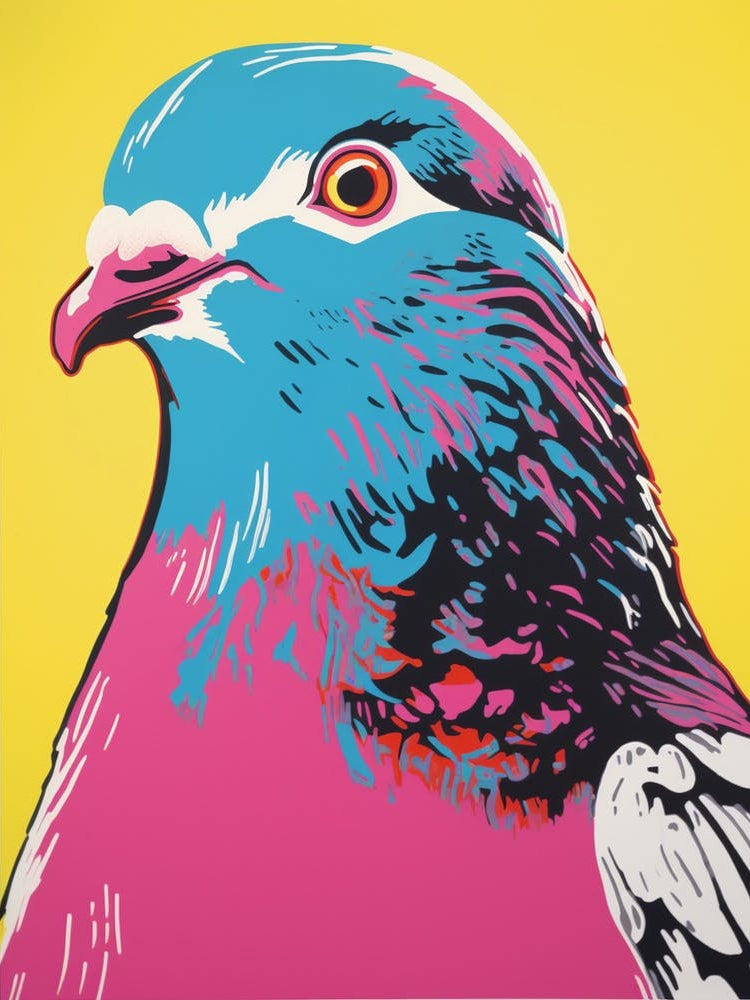 Andy Warhol Style Bird Pigeon 4