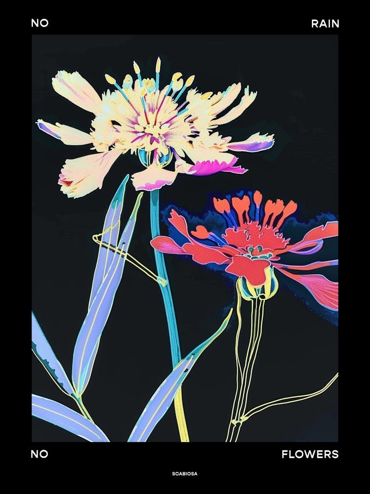 No Rain No Flowers Poster Scabiosa 1