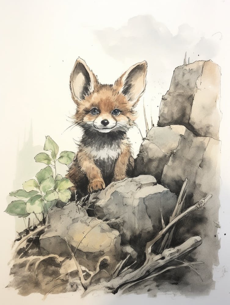 Storybook Animal Watercolour Fox 3