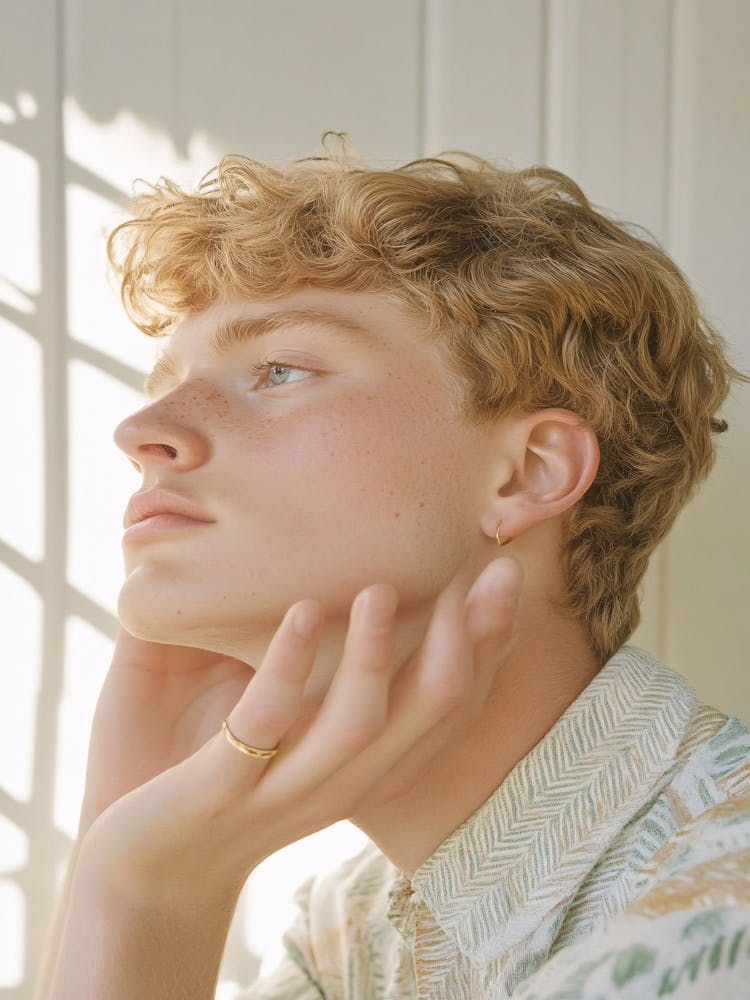 Young Man Leaning Against Window