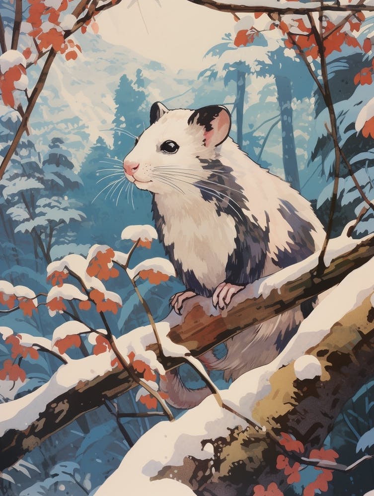 Winter Opossum 2 Illustration