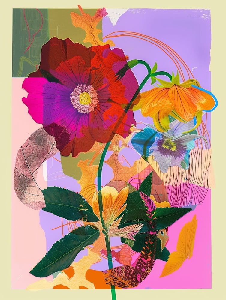 Larkspur 2 Neon Flower Collage