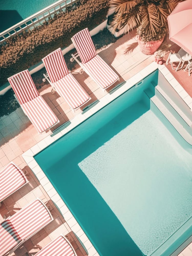 Red and White Striped Pool Loungers