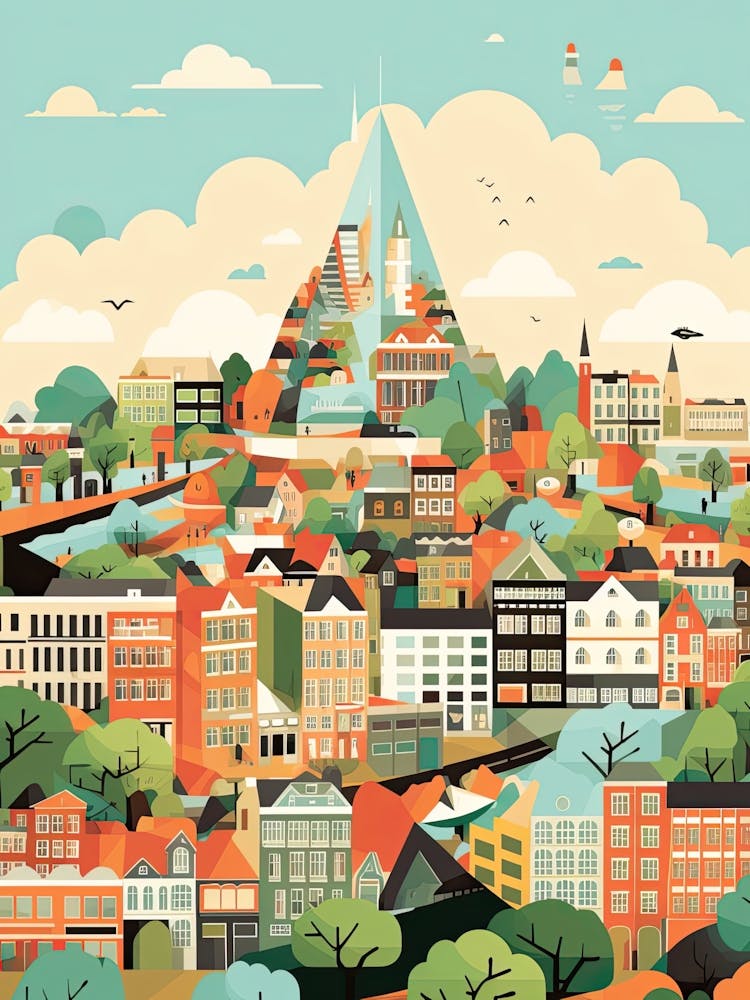 The Hague, Netherlands, Geometric Illustration 2
