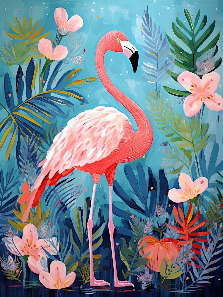 Alexey Hrom A Print Of A Painting Of A Flamingo And Tropical Pl 6bdafec9 D6a1 4d7f 9a16 6a59f7f36f30 Gigapixel Art Scale 4 00x
