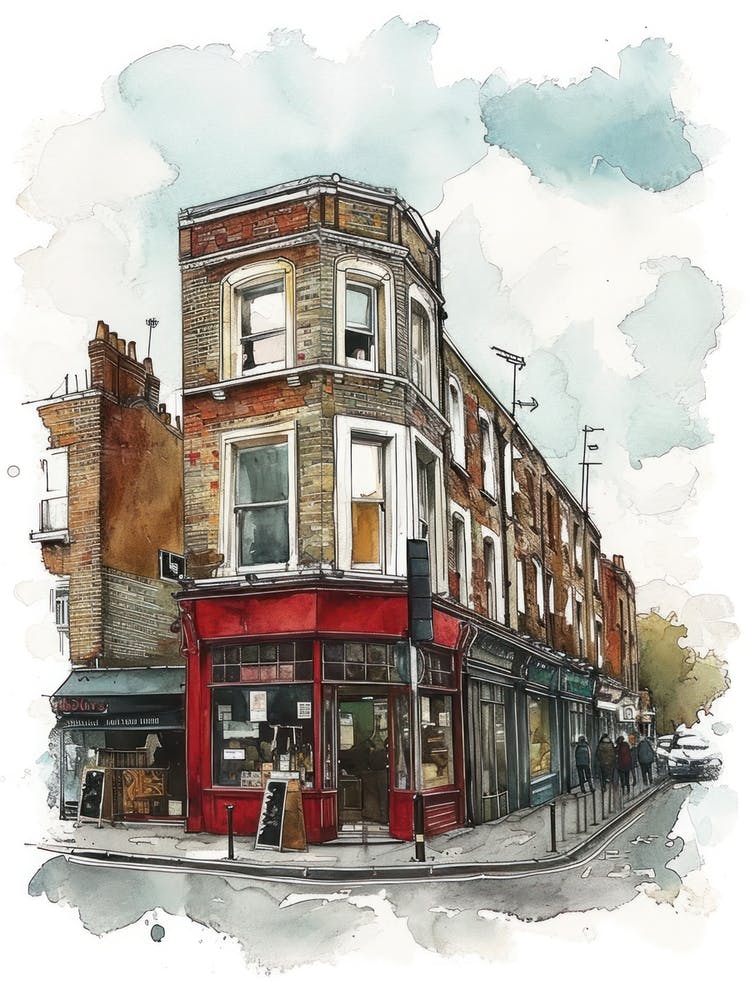 Lewisham London Borough   Street Watercolour 4