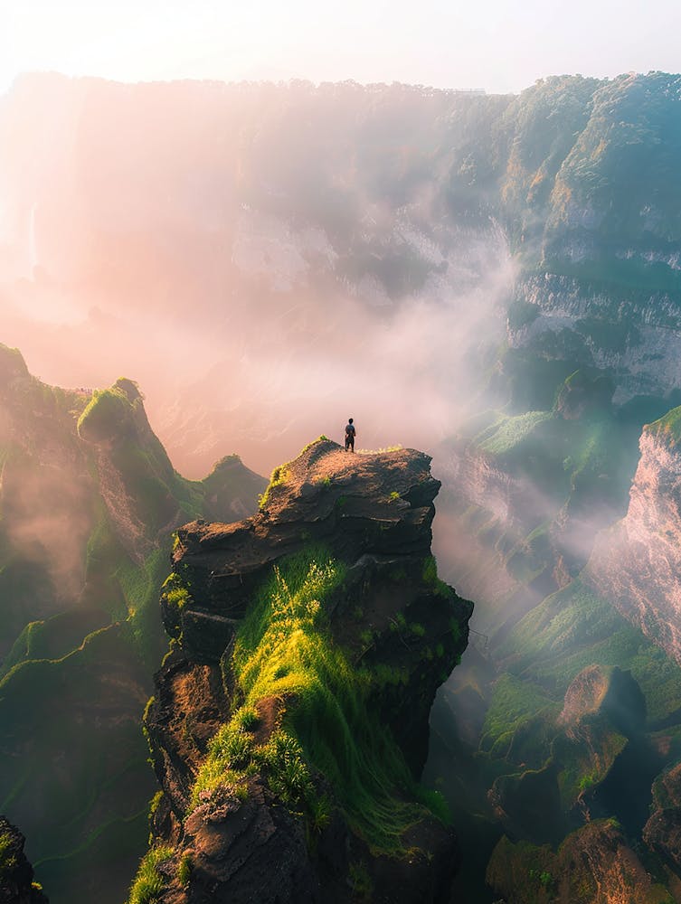 Person Standing On Cliff