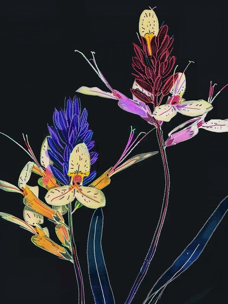 Neon Flowers On Black Prairie Clover 3