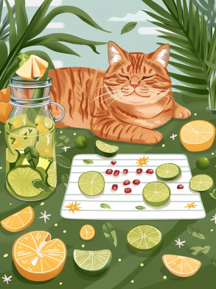 Cat With Pomegranate