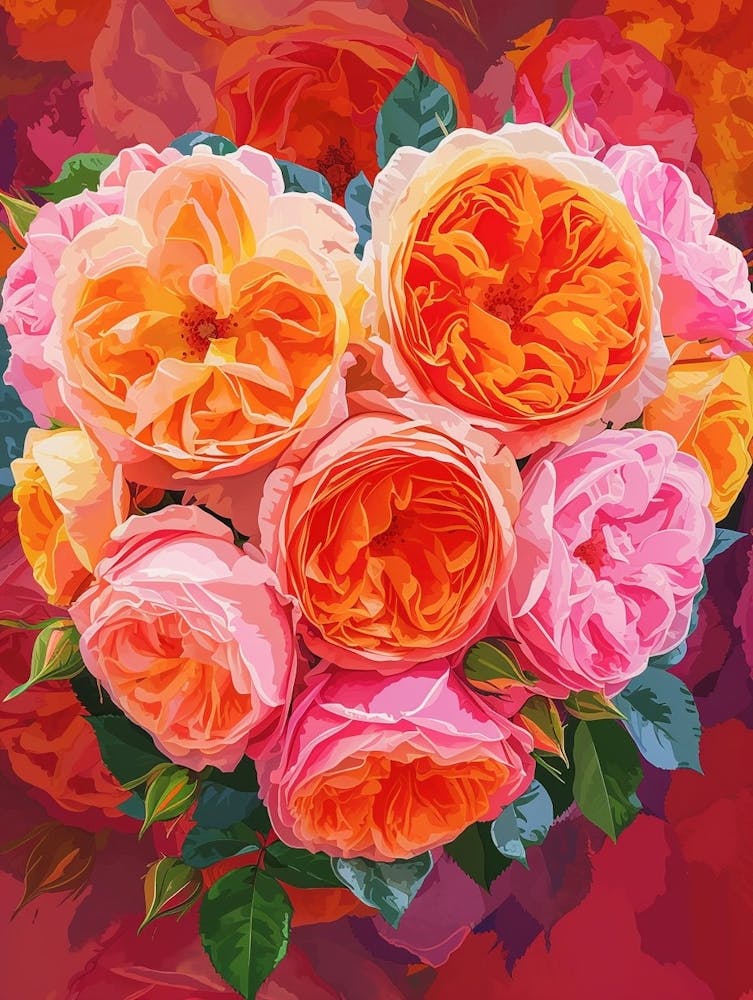 English Roses Painting Rose In A Heart 3