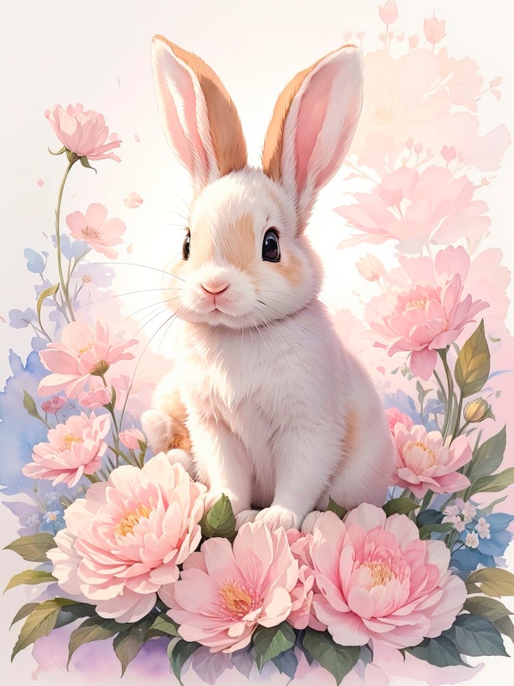 Bunny With Flowers