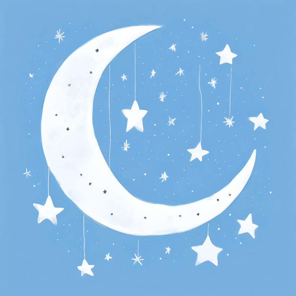Blue Moon and Stars for Nursery