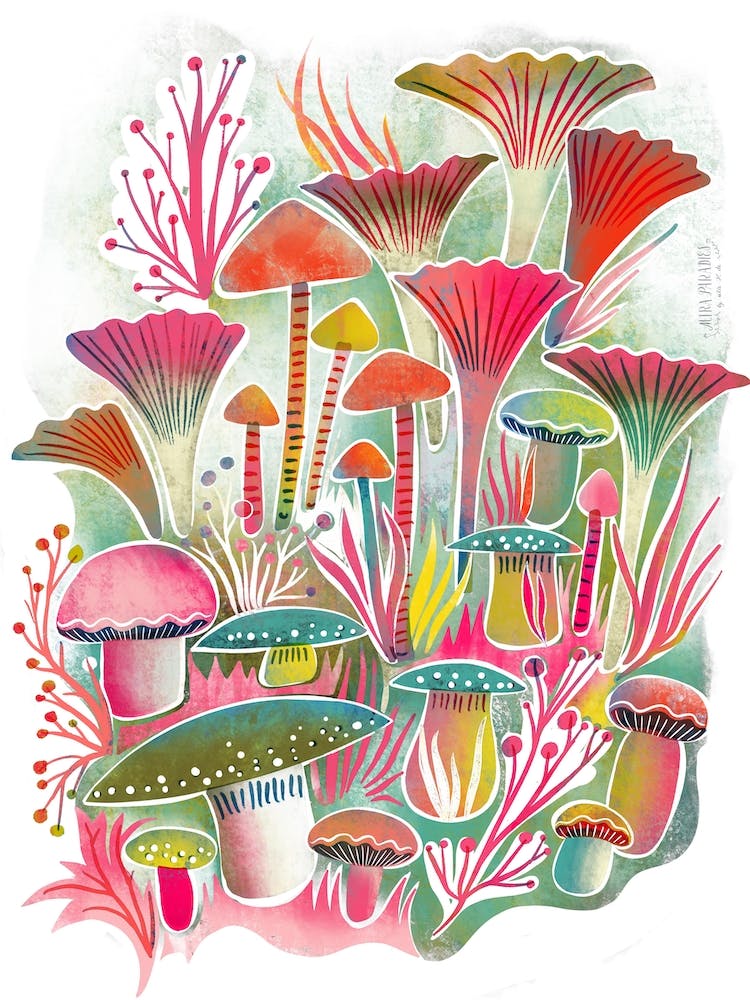 Funghi Forest Screenprint