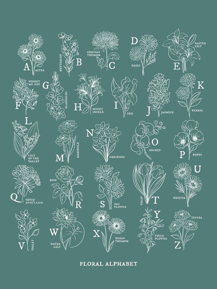 Floral Alphabet | Hunter Green