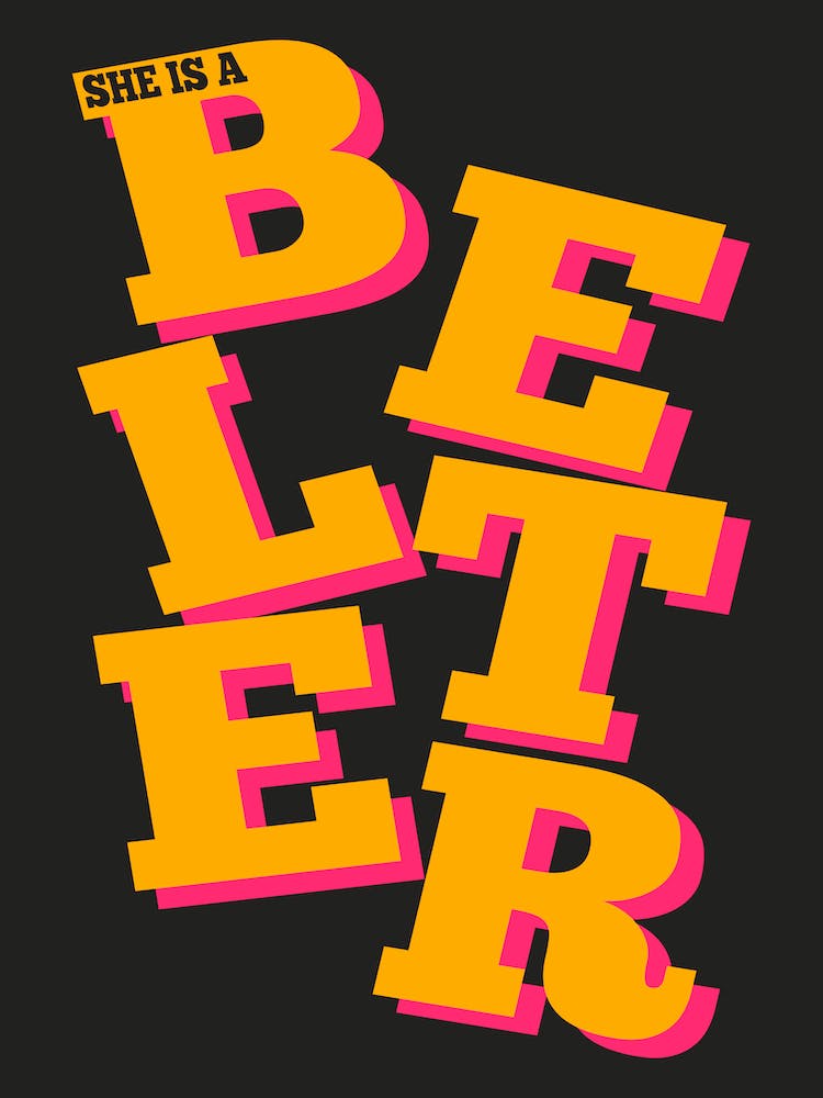 She Is A Belter Gerry Cinnamon Black Yellow Pink Print