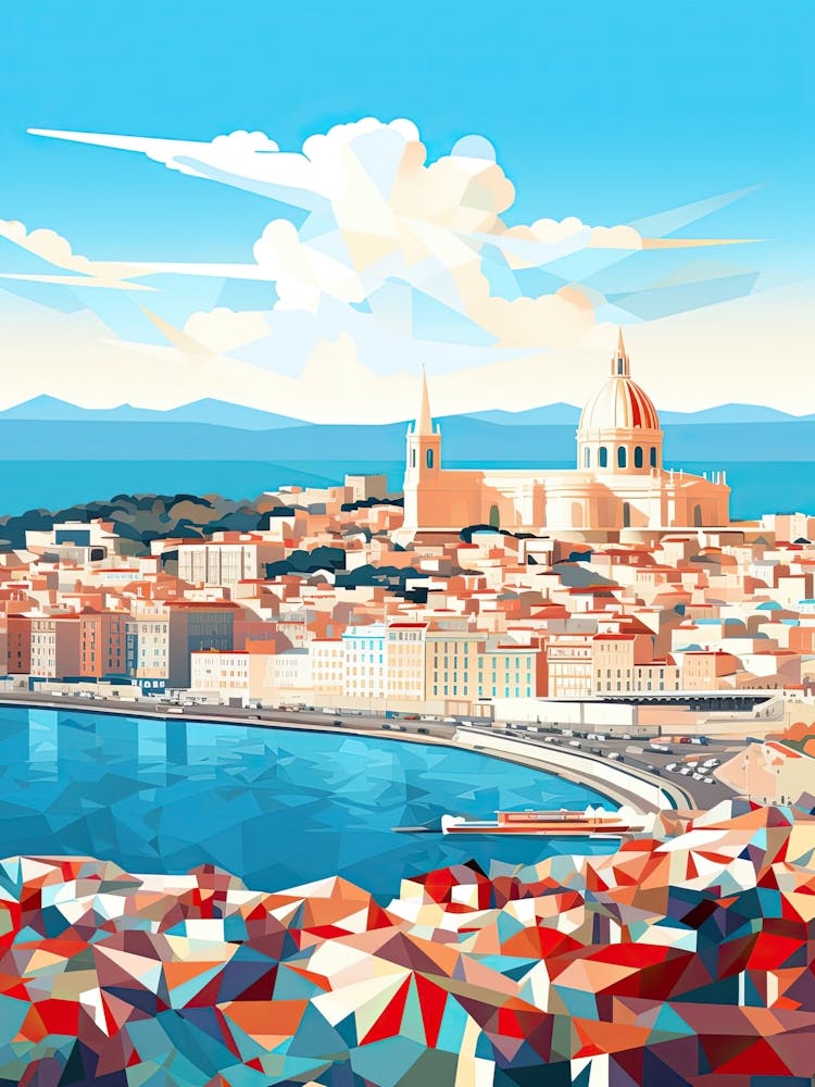 Marseille, France, Geometric Illustration 3