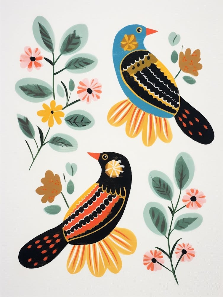 Folk Style Bird Painting 2
