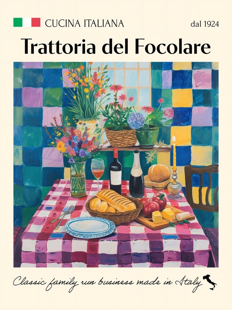 Trattoria Del Focolare Trattoria Affiche Culinaire Italienne
