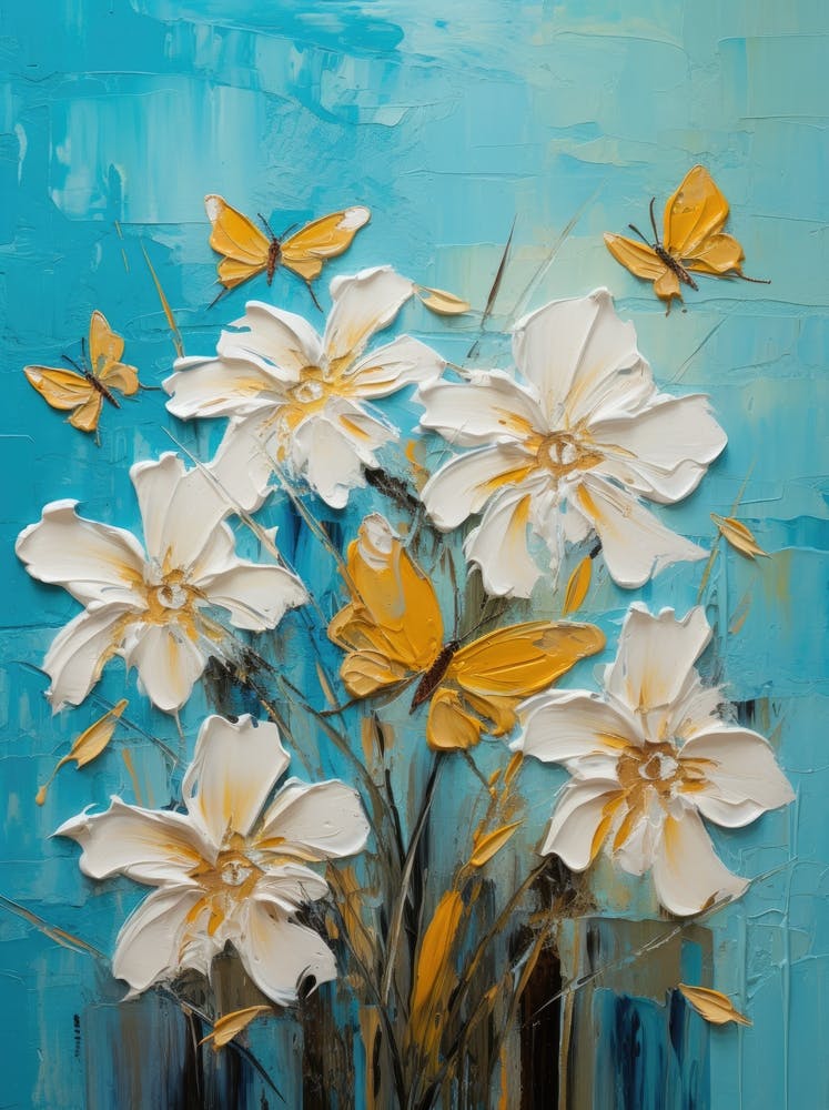 White Flowers With Butterflies
