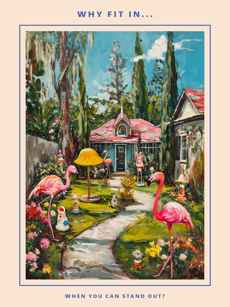 Retro Flamingoes In A Garden Poster 7