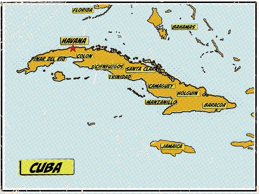 Comic Book Map Of Cuba