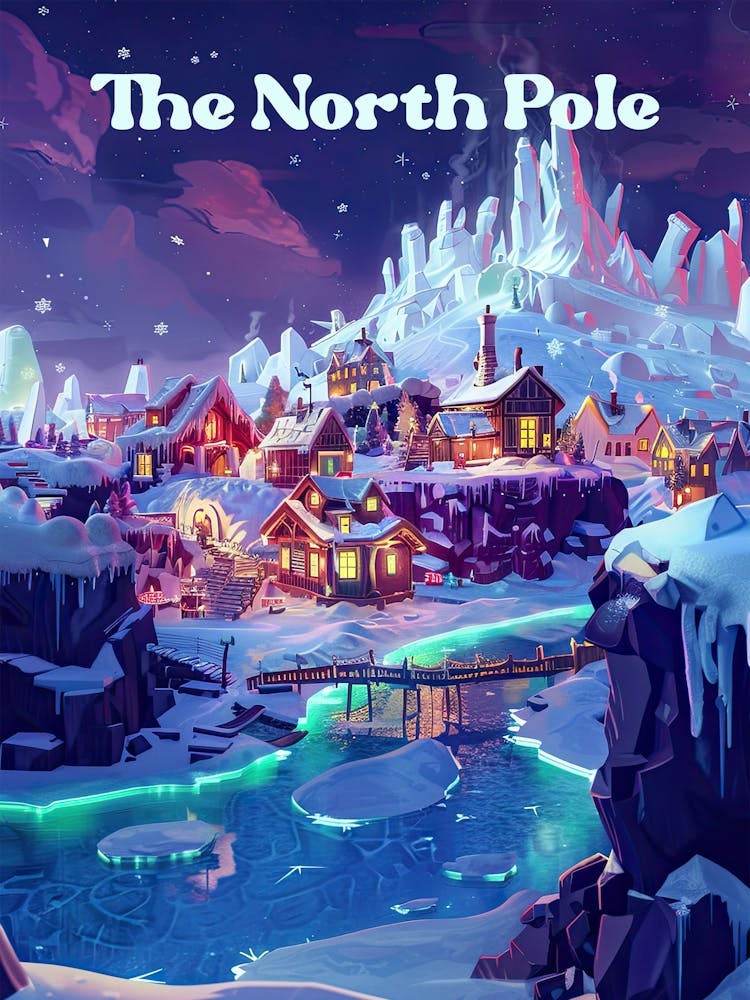 The North Pole Winter Wonderland Travel Illustration