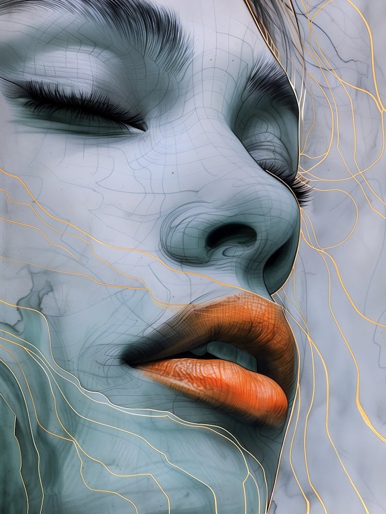 Abstract Of A Woman'S Face Extraordinary femininity woven with threads of gold 5