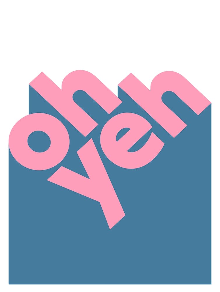 Oh Yeah typography in pink and blue