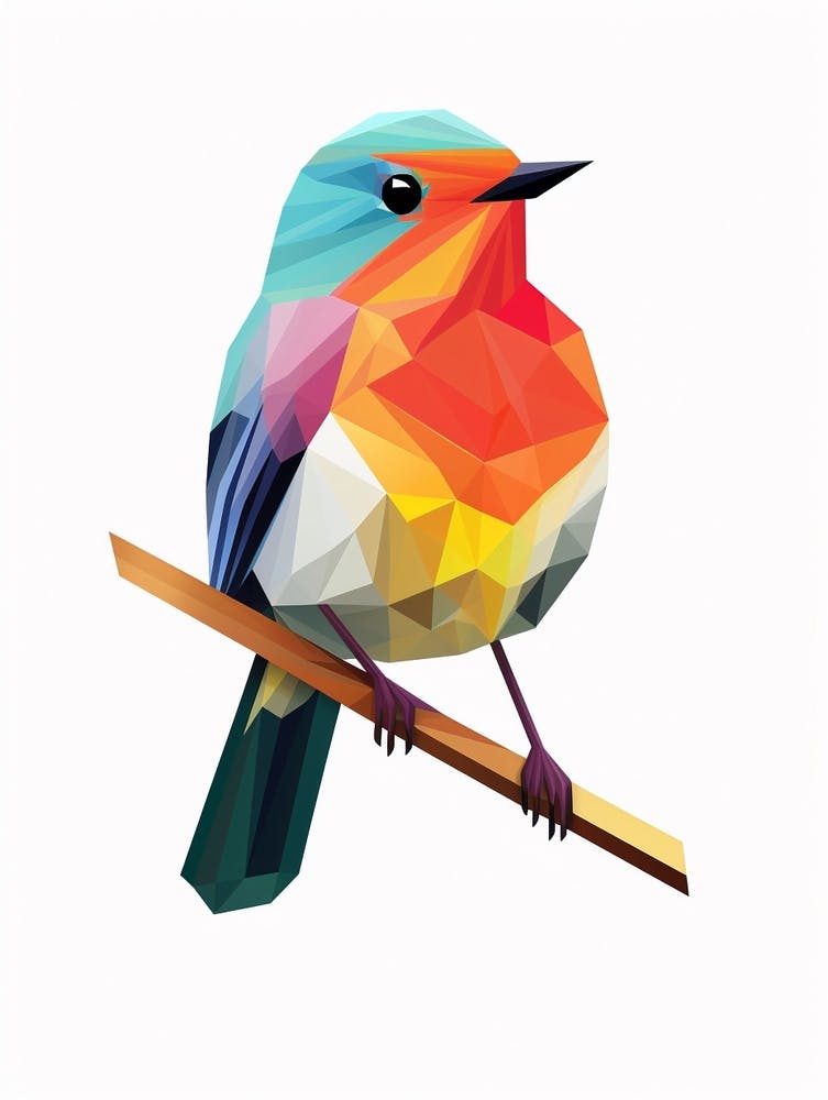 Colourful Geometric Bird Robin 1