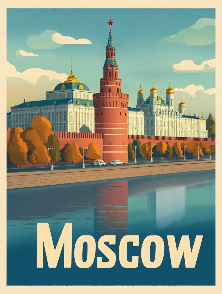Aihrgdesign Ein Klassisches 1960er Jahre Reiseposter für Moskau 1