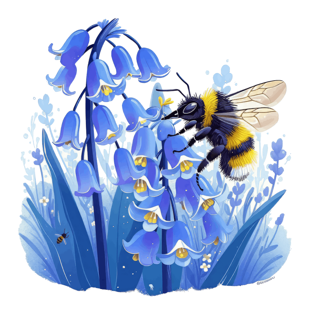 Watercolor Bumblebee on Flower 11