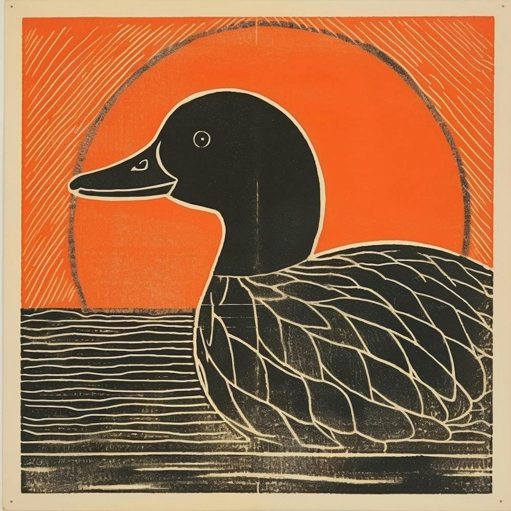 Retro Vogel-Lithografie Stockente 2