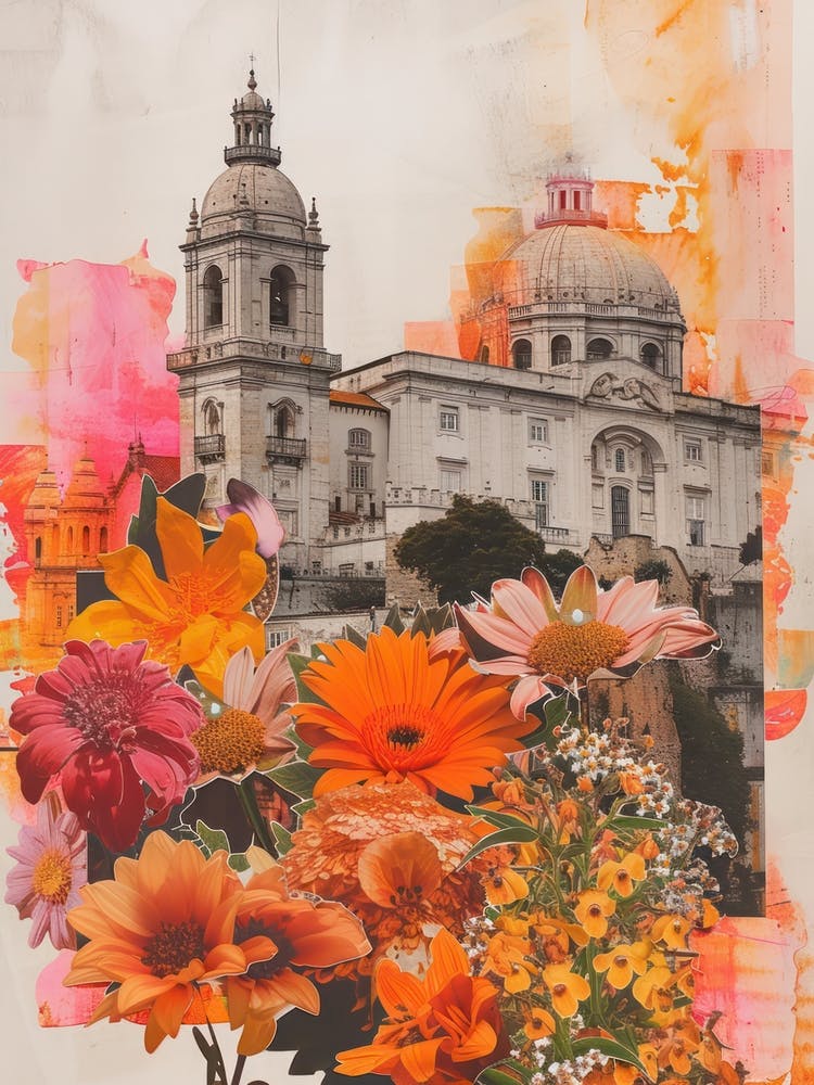 Lisbon   Floral Retro Collage Style 3