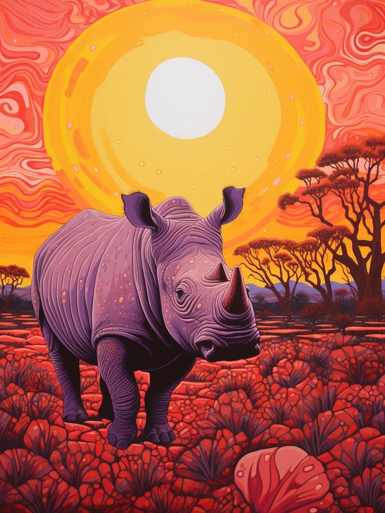 Sunset Geometric Pink Rhino 3