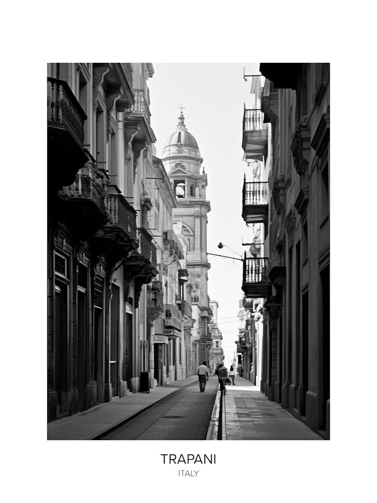Poster Of Trapani, Italy, Black And White Photo 4
