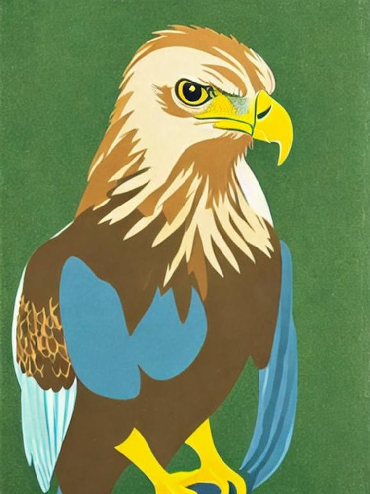 Golden Eagle Midcentury Illustration Bird