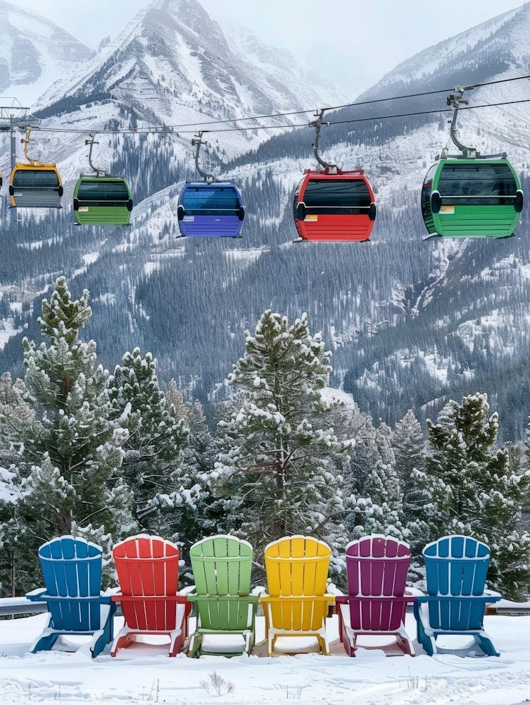Colorful Chairs In The Snow
