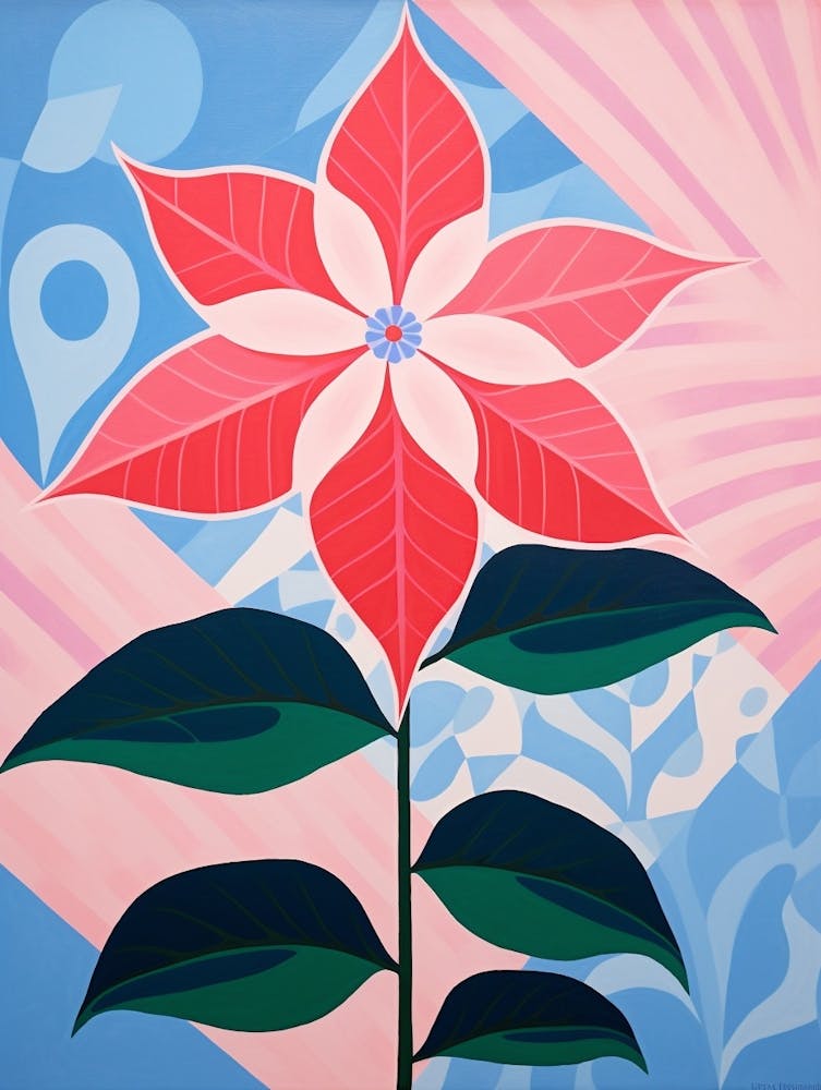 Poinsettia 1 Hilma Af Klint Inspired Pastel Flower Painting