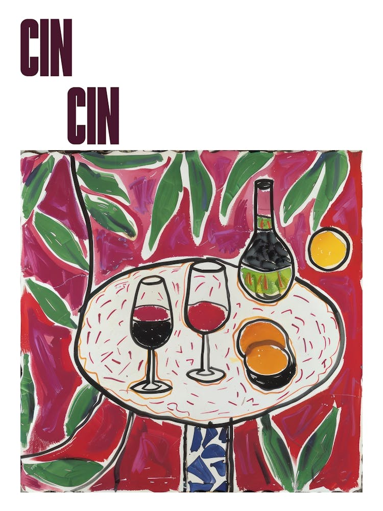 Cin Cin Poster Wine With Friends Matisse Style 5