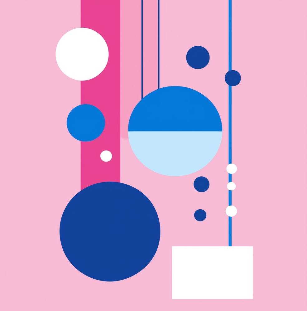 Abstract geometrical painting on pink