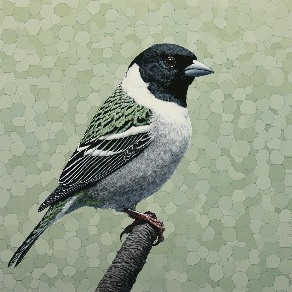 Ohara Koson Inspired Bird Painting House Sparrow 2 Square