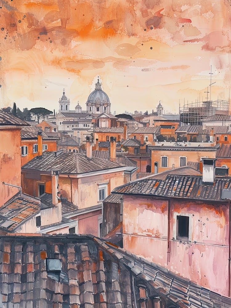 Rome Rooftops Morning Skyline 3