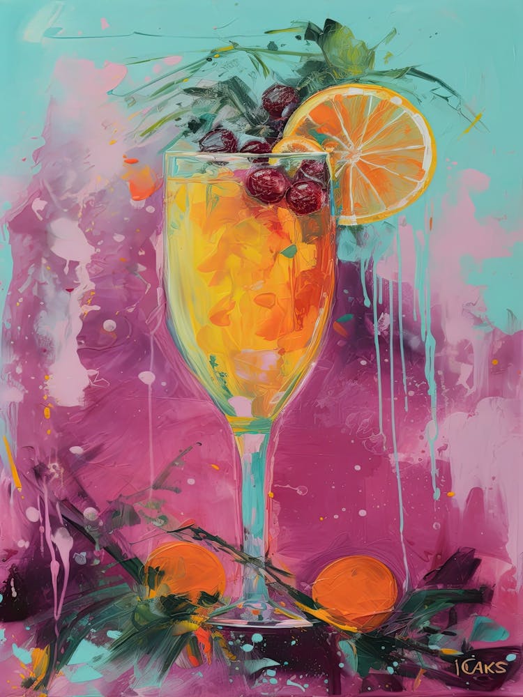 Mimosa Cocktail Oil Painting 2