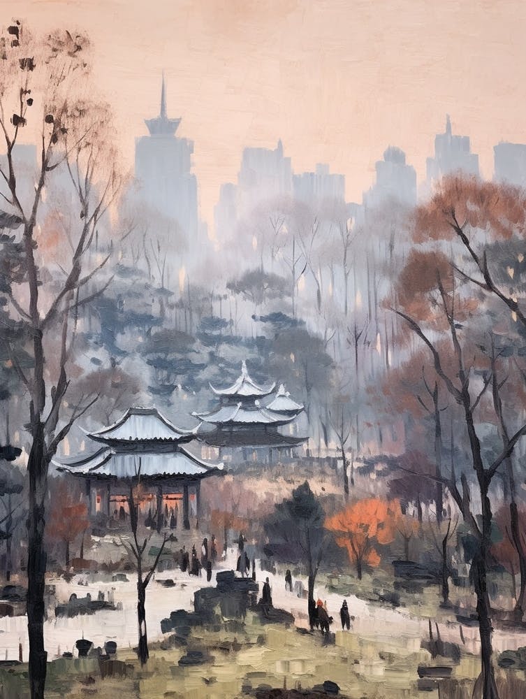 Winter City Park Painting Yoyogi Park Taipei Taiwan 4