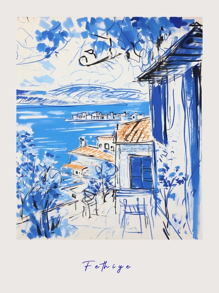 Fethiye Turkey 2 Mediterranean Blue Drawing Poster