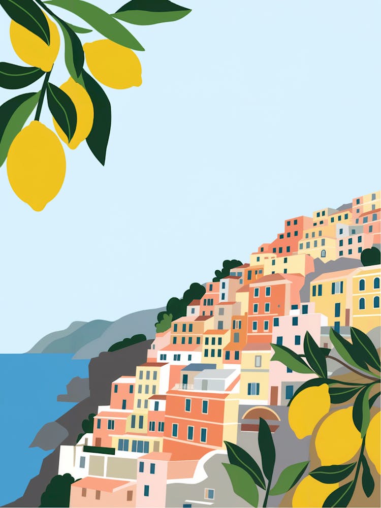 Amalfi Italien Landschaft Aquarellkunst