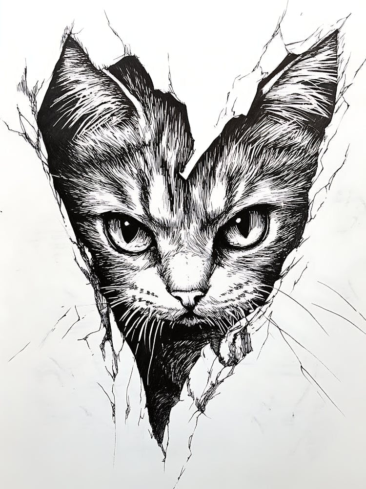 Angry Cat Watching from Wall Hole 15