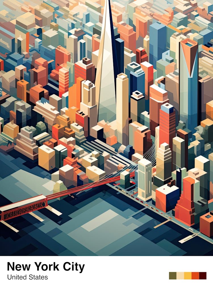 New York City View   Geometric Vector Illustration 3 Poster