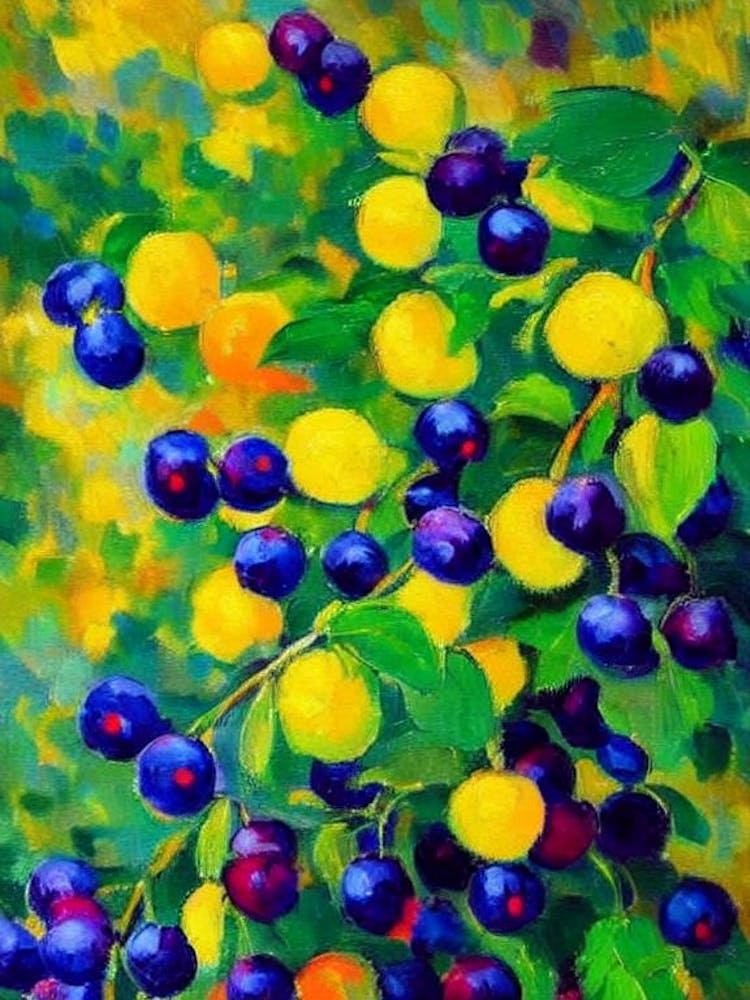Blackcurrant Fruit Vibrant Matisse Inspired Painting Fruit